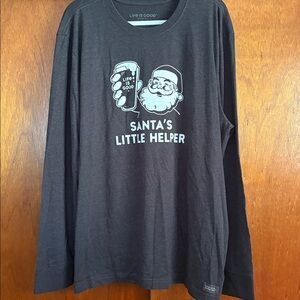 NWT Life Is Good Black Santa's Little Helper Tee